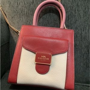 Brand Bew Pebbled Leather Red Multi Coach bag